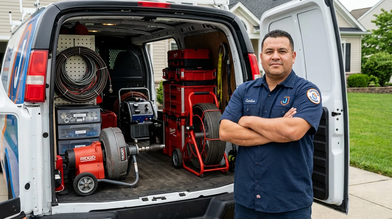 Professional drain cleaning equipment and Johns Plumbing LLC plumber in Morehead